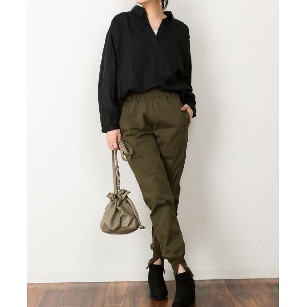 パンツ 裾リブスリットジョガーパンツ レディース