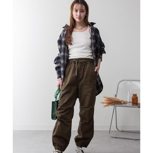 パンツ リラックスワイドパラシュートパンツ 綿100% 無地 レディース