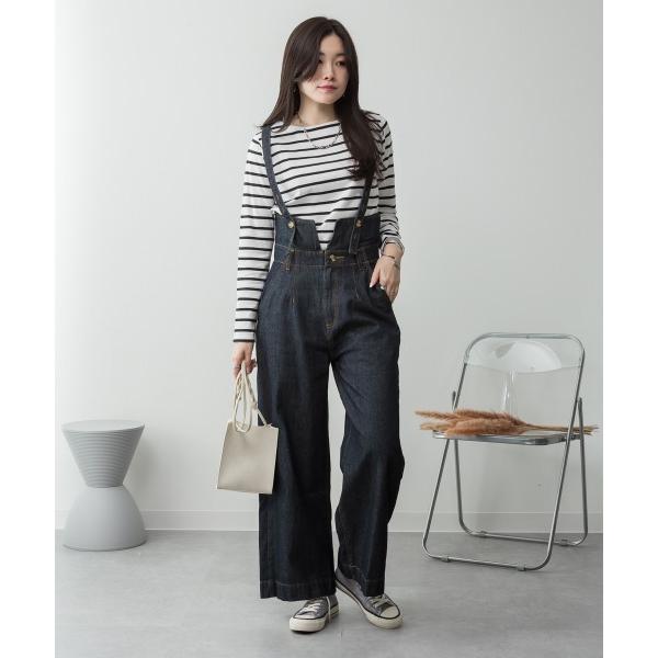 ジーンズ デニム デニムパンツ サスペンダー付きデニムハイウェストワイドパンツ 3way コットン1...