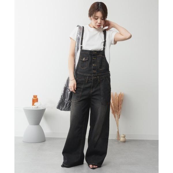 サロペット オーバーオール デニムサロペットワイドパンツ ワイドシルエット 綿100% レディース