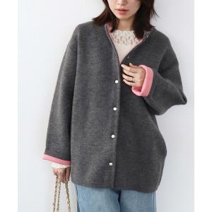 ブルゾン アウター ダブルフェイスニットブルゾン レディース