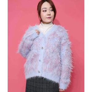 カーディガン 553275：マーブル模様シャギーニットカーディガン レディース メンズ