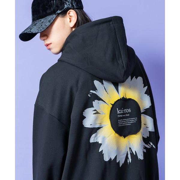 パーカー a.p.o.v. パッチワークポイントビッグフラワーバックプリントオーバーサイズスウェット...