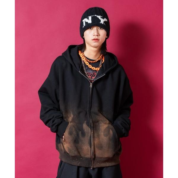 パーカー a.p.o.v. フレイムスプレーグラデーションスウェットオーバーサイズジップアップパーカ...