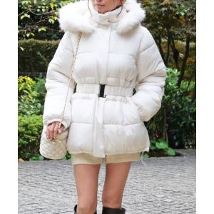 ダウンコート ダウンジャケット ベルトツキナカワタコート レディース