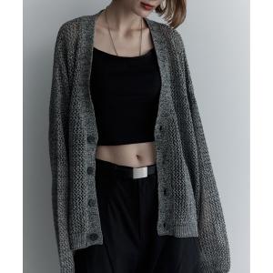 カーディガン マルチブレンド透かし編みニットカーディガン / multi blend knit cardigan メンズ レディース
