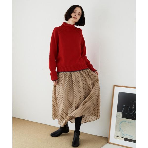 スカート 別注フロッキープリントギャザースカート