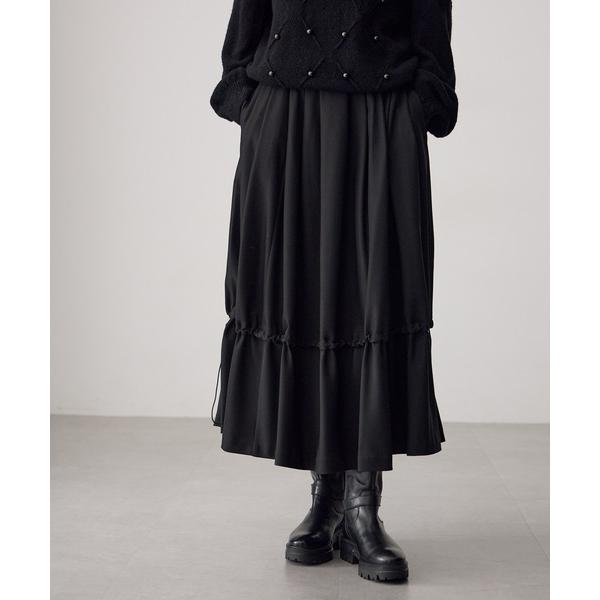 スカート ドロストコード付きロング丈スカート