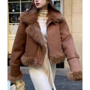 コート アウター フェイクファームートンジャケット レディース