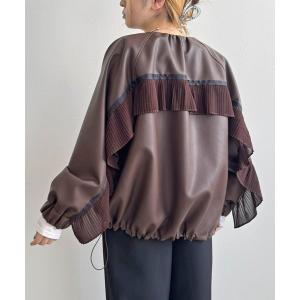 ブルゾン アウター バックプリーツ合皮ブルゾン レディース