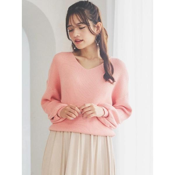 ニット セーター Vネックミルキーニットトップス レディース