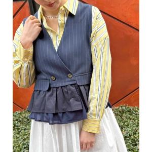 ベスト ジレ ミックスティアードジレ レディース