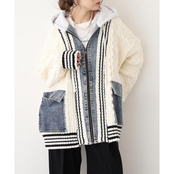 コート アウター je crois soi デニム切り替え　ジャケット レディース