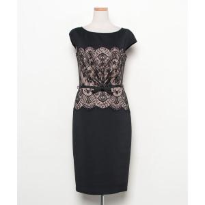 「Tadashi Shoji  」 半袖ワンピース 4 ブラック レディース