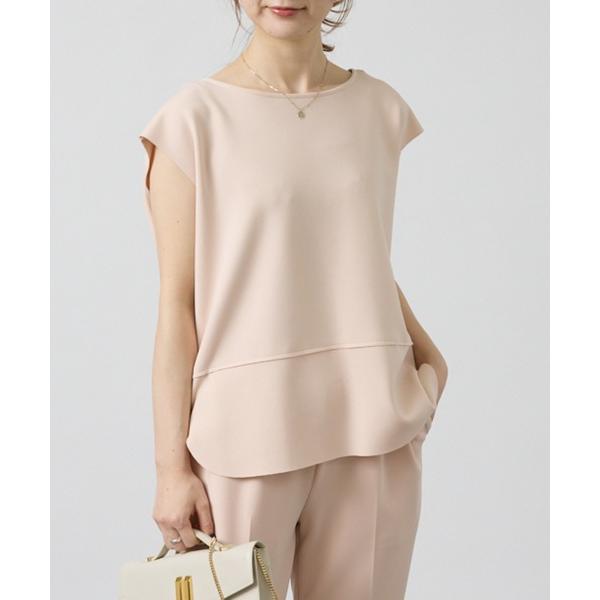 tシャツ 「セットアップ対応」アクアジャージー後ろボタンブラウス レディース