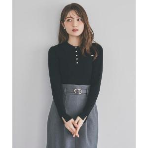 ニット セーター リブポロニットプルオーバー レディース