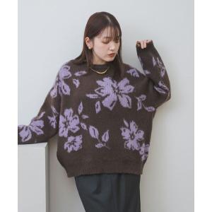 ニット セーター フラワージャガードニット レディース