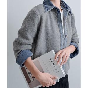 カーディガン デニムライク ドッキング カーディガン レディース