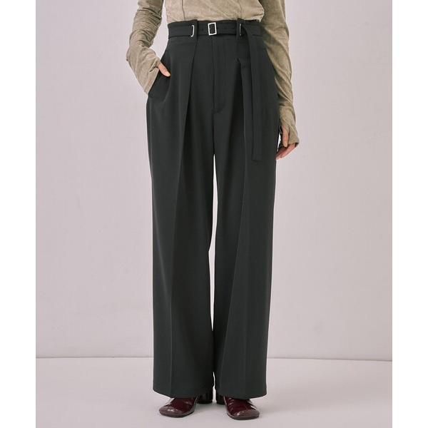 スラックス パンツ アイレットベルトストレートパンツ｜ウォッシャブル/オフィスカジュアル/細見え/春...
