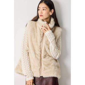 コート アウター ボーダーキルトファーベスト レディース