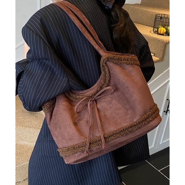 ショルダーバッグ バッグ リボンボアショルダートートバッグ レディース