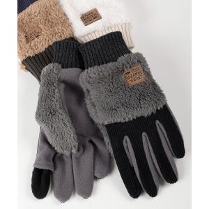 手袋 「79」「KRIFF MAYER/クリフメイヤー」ワンポイントロゴ ボア×コーデュロイ 切替 グローブ/スマートフォン対応/手袋/防寒 メンズ