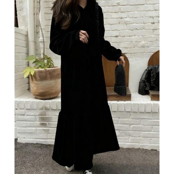 ワンピース ティアードフーディワンピース