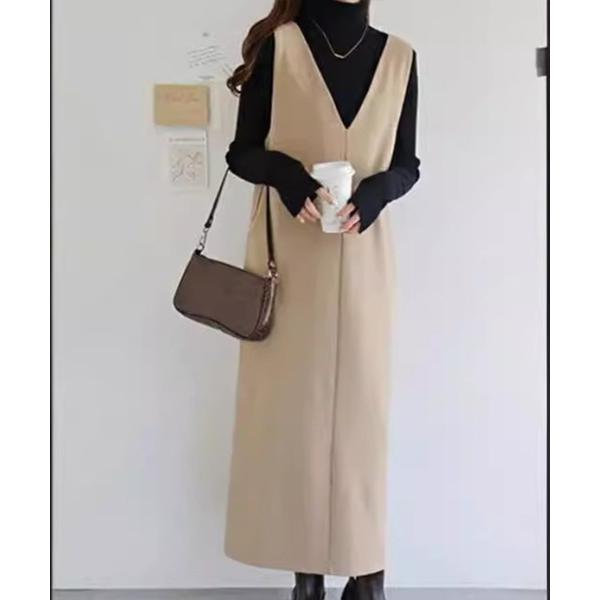 ワンピース 深VネックIラインワンピース