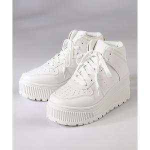 スニーカー 軽量厚底　ボリュームソールコートスニーカー ハイカット レディース メンズ