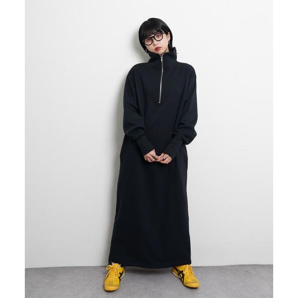 ワンピース ハーフジップスウェットワンピース