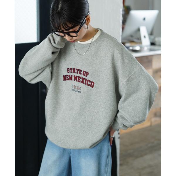 トレーナー スウェット 裏起毛アソートカラフルロゴ刺繍スウェット レディース