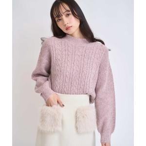 ニット セーター スパンコールラメケーブルニット レディース