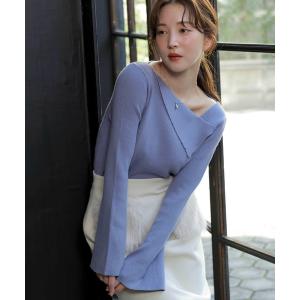 ニット セーター ベルスリーブリブニット レディース