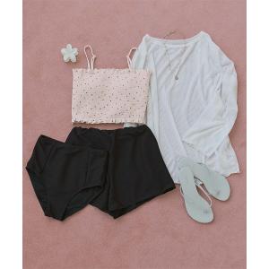 水着 4点セット/長袖トップス付シャーリングビキニ×ショートパンツ/水着 レディース