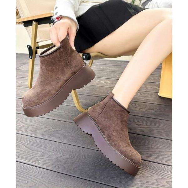 ブーツ バックジップ スエード調アンクルブーツ レディース