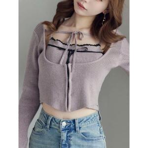 ニット セーター バイカラーキャミニットアンサンブル レディース