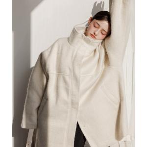 ステンカラーコート コート シャギースタンドカラーミドルコート レディース