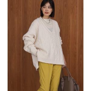 ニット セーター ケーブルＶニットセーター レディース