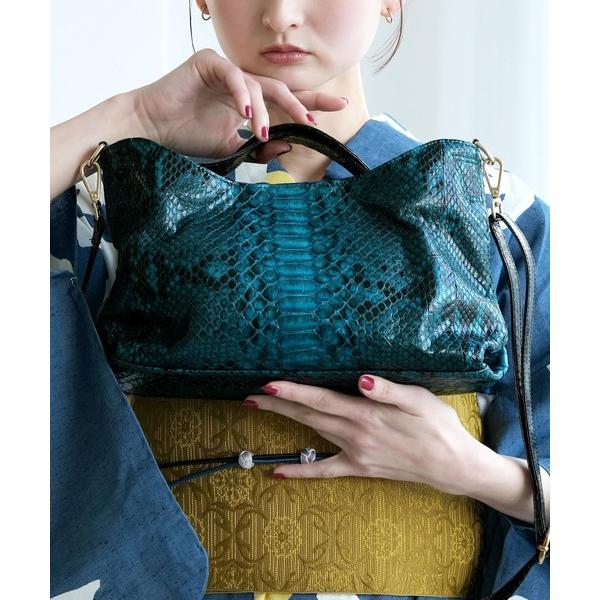 トートバッグ ウェーブトートバッグ PYTHON パイソン ターコイズ レディース