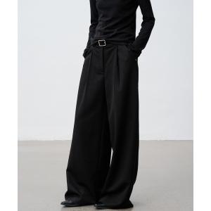 スラックス パンツ 「tageechita」ボリュームストレートワイドスラックス レディース