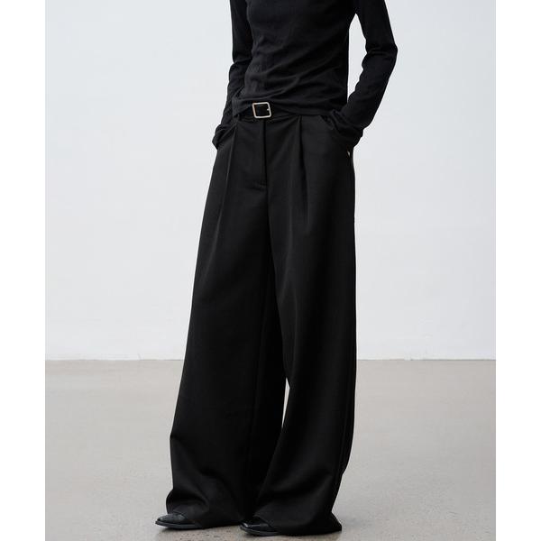 スラックス パンツ 「tageechita」ボリュームストレートワイドスラックス レディース