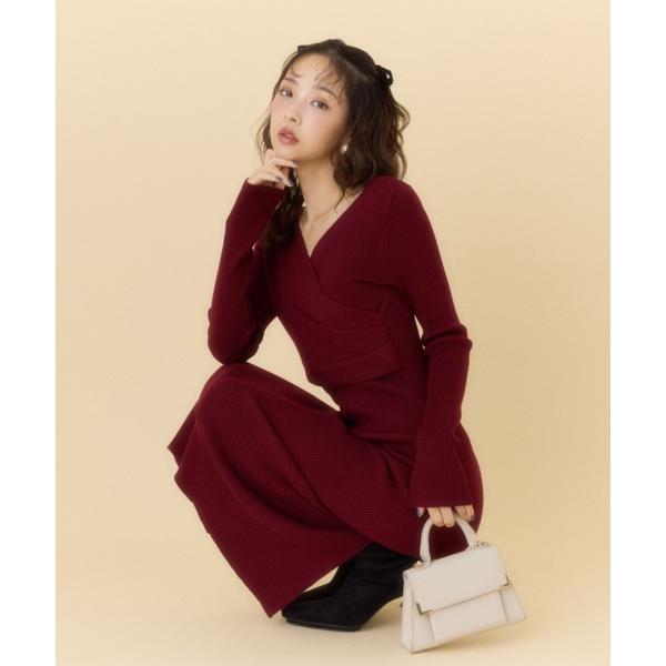 ワンピース カシュクールウォッシャブルニットワンピース 秋服 冬服