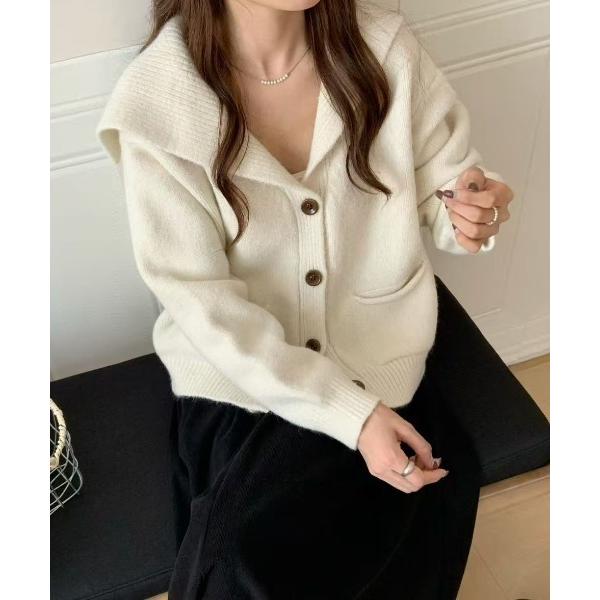 カーディガン セーラーカラーニットカーデ レディース