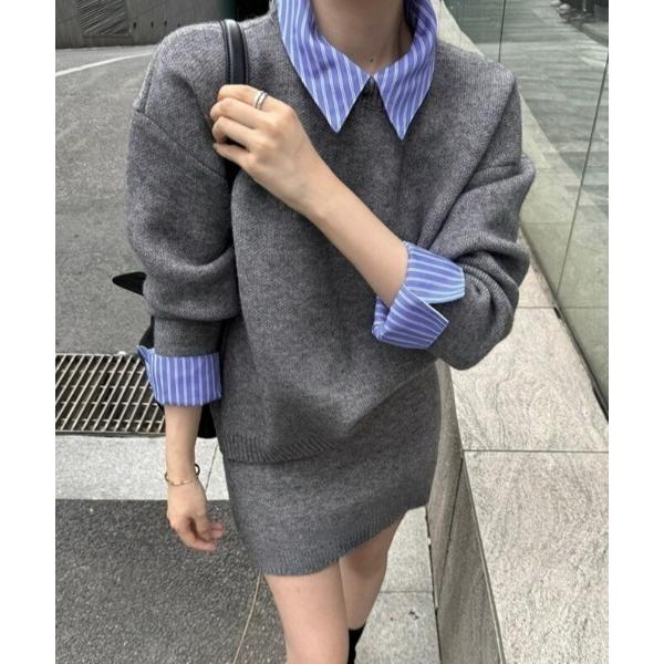 セットアップ レイヤード見えコンパクトポロニットセットアップ レディース