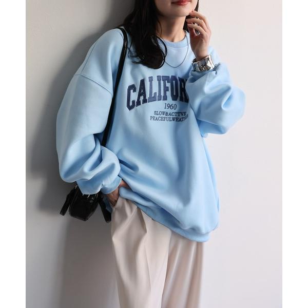 トレーナー スウェット ロゴ刺繍オーバーサイズスウェット / Bigトレーナー レディース