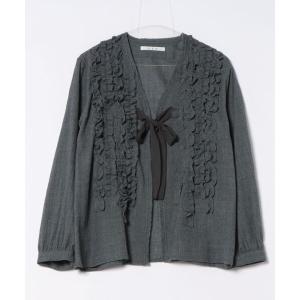 ブラウス シャツ ウールリファインフリルブラウスジャケット レディース