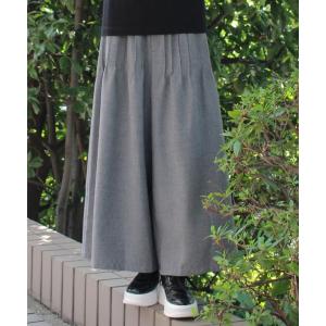 パンツ リサイクルポリエステルトロストレッチピンタックワイドパンツ レディース