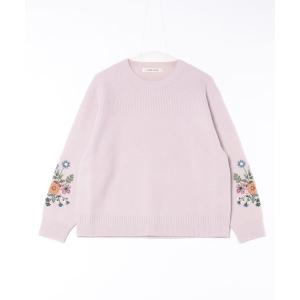ニット セーター ヒメツバキ刺繍メリノウールニットプルオーバー レディース
