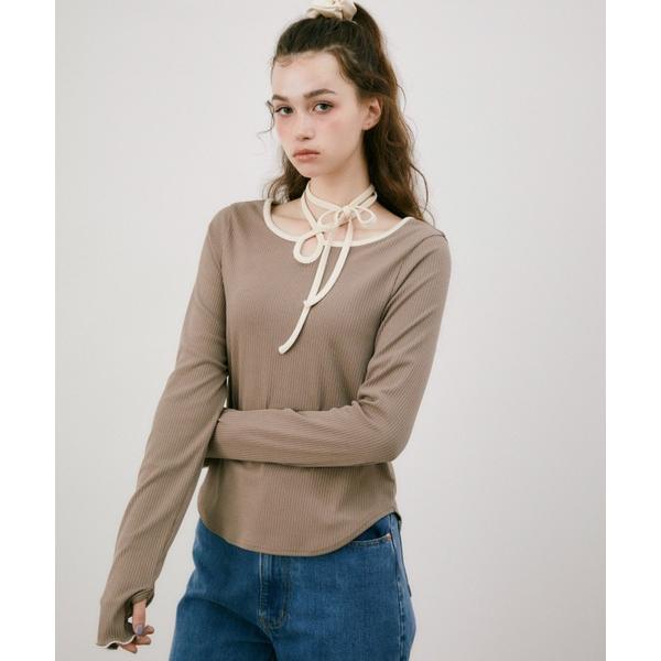 tシャツ bi color choker long sleeve tops / バイカラーチョーカー...