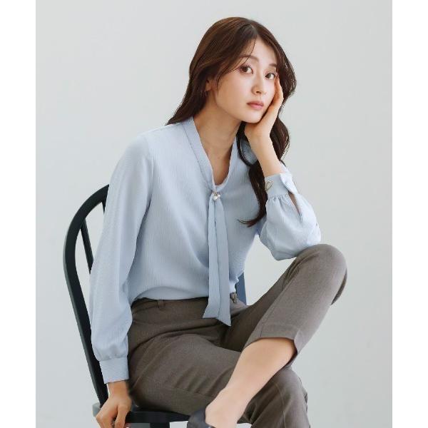 ブラウス シャツ 入学式 「 洗える 」 パールライクチェーン付・ボウタイデザインブラウス レディー...